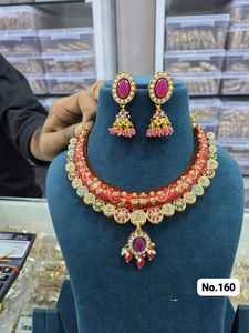 Parure de bijoux plaqué or multicolore avec collier ras-du-cou et boucles d'oreilles assorties pour femmes et jeunes filles, idéale pour mariage, fiançailles, fête, cadeau, ensemble tendance - Product Image 3