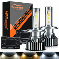 Feux de Voiture à Changement de Couleur 3-en-1 (3000K, 4500K, 6000K) avec Effet Flash 100W – 2 Paires H1 H3 H11 9005 H13