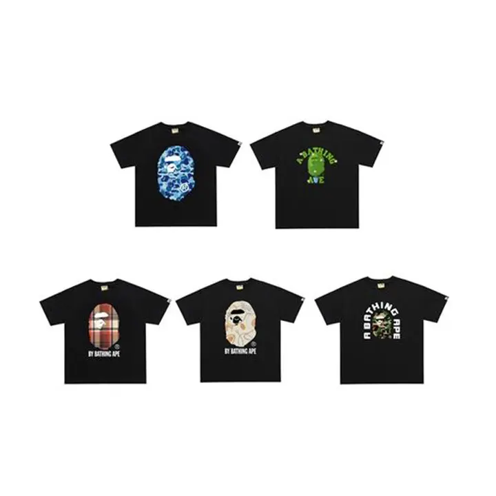 High Quality Letter Printing Bathing Ape Shirt Fashion Designer T-Shirt Men Trendy Loose Printed bapees T shirt with Hot Sell