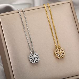 Collar de Cadena de Eslabones de Lujo para Mujer, de Acero Inoxidable con Oro de 18K, con Cierre Magnético en Forma de Corazón y Trébol de Cuatro Hojas, Ideal para Regalo - Product Image 2