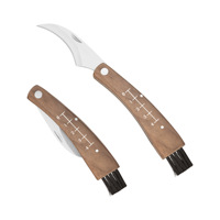 Couteau champignon pliant multifonction en stock Manche en bois Lame en acier inoxydable pour gaucher Passe au lave-vaisselle Cuisine antidérapante