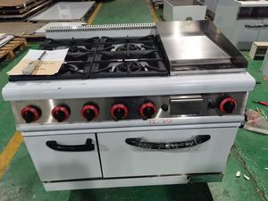 Estufa de <span class=keywords><strong>Gas</strong></span> de Acero Inoxidable de 4 Quemadores, la Más Popular, con Plancha y Horno, Independiente, para Cocina Comercial - Product Image 4