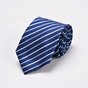 <span class=keywords><strong>Cravate</strong></span> en polyester rayée personnalisée pour hommes, nœud papillon jacquard, tenue de travail formelle, costumes d'affaires haut de gamme bleus, rouges et noirs - Product Image 3