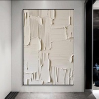 Peinture abstraite texturée 3D beige de grande taille peinte à la main, art mural moderne, peinture sur toile minimaliste pour la décoration murale du salon