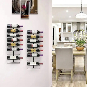 Organisateur de stockage de vin support d'affichage bricolage suspendu 8 bouteilles support de verre à vin plafond décoration étagère murale casier à vin chevilles - Product Image 2