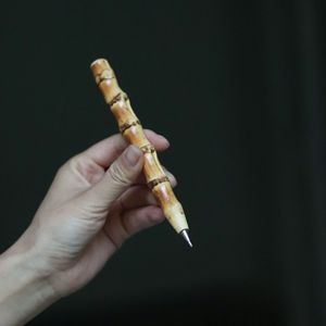 Bamboo Ballpoint Pen Natural Wood Office School Supply Novelty Gift Writing Instrument Black Ink - Product Image 2