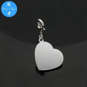Stainless Steel Personalized Custom Engrave Simple Heart Shaped Charm for Keychain or Pendant