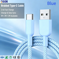 Câble USB tressé de type C à charge rapide 1M-3M pour Android/iOS/ordinateur/écouteurs avec conducteur en cuivre pur