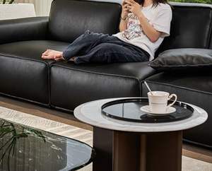 طقم أريكة جلدية عصرية إيطالية التصميم أريكة فاخرة مركبة لغرفة المعيشة أو الفندق أو الشقة - Product Image 6