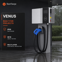 Chargeur DC pour véhicules électriques StarCharge Venus 30 kW, montage sur poteau, CCS2, IP55, pour lieux de travail extérieurs et stations de recharge de flotte