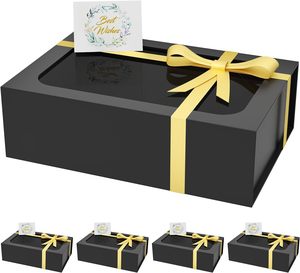 <span class=keywords><strong>Caja</strong></span> <span class=keywords><strong>de</strong></span> Regalo Negra Grande con Ventana <span class=keywords><strong>para</strong></span> Regalos, Tapas Magnéticas Plegables <span class=keywords><strong>para</strong></span> <span class=keywords><strong>Caja</strong></span> <span class=keywords><strong>de</strong></span> Propuesta <span class=keywords><strong>para</strong></span> Padrinos <span class=keywords><strong>de</strong></span> Boda, Incluye Tarjeta y Cinta - Product Image 1