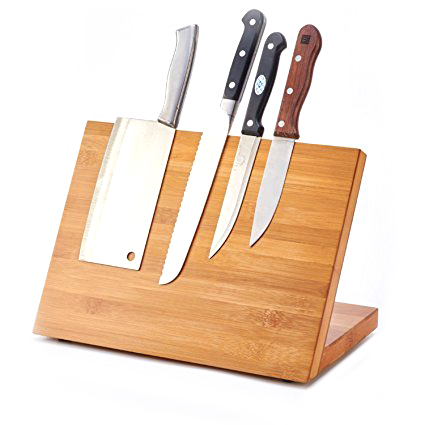 Bamboo Magnetic Knife Knife Stand Holder Block Wood Kitchen Storage Holders Racks Non-folding Rack Eco-friendly