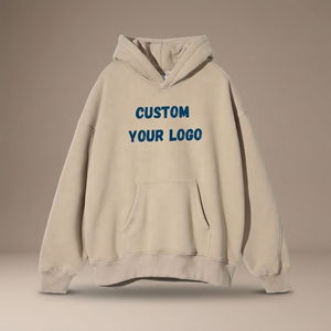 Sweat-shirt à capuche unisexe surdimensionné personnalisé en molleton 100 % coton, avec logo imprimé sur le devant, écologique, 330 g, décontracté, hiver - Product Image 1