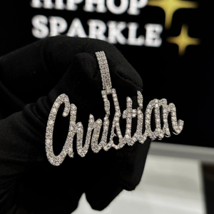 Pendentif personnalisé avec nom chrétien en argent sterling 925, moissanite VVS, entièrement serti, style hip-hop, collier unisexe, HIPHOP SPARKLE - Product Image 4