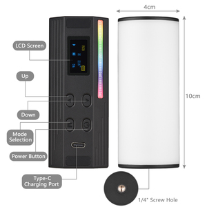 Andoer ไฟวิดีโอ LED ขนาดเล็ก W100RGB หรี่แสงได้2500K-9000K 20เอฟเฟกต์ไฟเติม RGB แบบชาร์จไฟได้ - Product Image 3