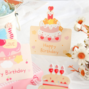 Biglietti d'<span class=keywords><strong>Auguri</strong></span> 3D Pop-Up a Forma <span class=keywords><strong>di</strong></span> Torta <span class=keywords><strong>di</strong></span> <span class=keywords><strong>Compleanno</strong></span>, Cartoline Kawaii per Bambini e Amici - Product Image 3