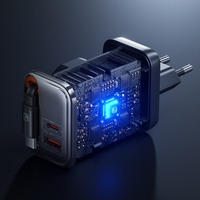 Toocki Portable 3-en-1 affichage LED GaN chargeur USB-C/USB-A 67W câble rétractable chargeur rapide chargeur Usb c pour la maison et le bureau