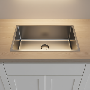 Fregadero de cocina de un solo seno D0100H5L01X de 33x19 pulgadas, de acero inoxidable cepillado, estilo rústico, para empotrar bajo encimera - Product Image 2