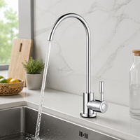 Grifo de cocina de 2 salidas para ósmosis inversa, de acero inoxidable 304, con filtro de agua potable, cuello de cisne, monomando, acabado cepillado, venta al por mayor de fábrica