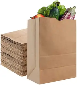 Bolsas grandes de papel Kraft para comestibles, saco pesado marrón, peso base de 57 libras