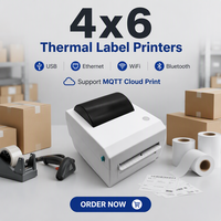Printer Label Pengiriman Termal Nirkabel Bluetooth WiFi USB LAN 110mm, Opsional MQTT Cloud Print