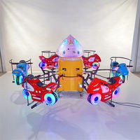 Mini máquina de juego de parque de atracciones al aire libre Merry Go Round asiento de motocicleta comercial Paseo en carrusel eléctrico para niños