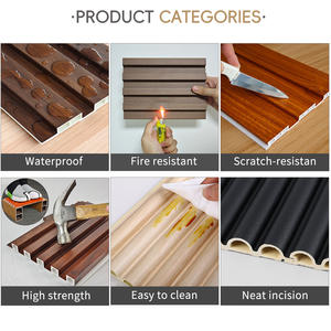 Auuan moderno geometrico WPC impermeabile rivestimento della parete di legno alternativo sfondo decorativo lambrins TV - Product Image 4