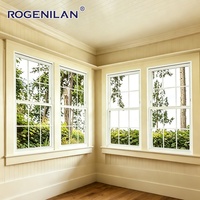 Fenêtre coulissante verticale en aluminium sur mesure Rogenilan à double vitrage, vitrage Low-E, fenêtres à double battant pour maisons