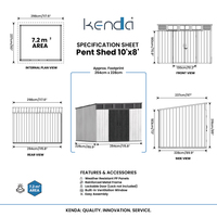 Abri de jardin KENDA en résine, directement de l'usine, 10x8 pieds, structure en acier galvanisé de 15 mm, durée de vie supérieure à 10 ans, assemblage facile