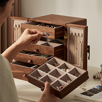 Boîte à bijoux de luxe en noyer organisateur de bijoux en bois 5 couches grande capacité boîte de rangement en bois polyvalente pour montre à bijoux