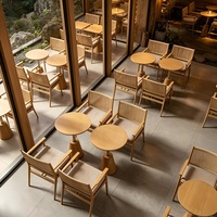 Table à manger ronde en bois massif et ensemble de chaises de café modernes, mobilier de maison imperméable pour bar, hôtel, entrée