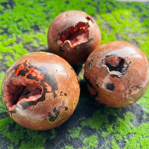 Venta al por Mayor de Esferas de Ónix Rojo de Alta Calidad, Esfera de Ágata Roja Volcánica, Artesanía con Piedras Preciosas para Decoración del Hogar - Product Image 2