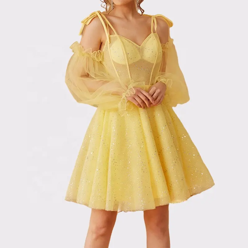 LIANMENG B049 on sale women plus size clothing 2022 yellow wedding guest dress