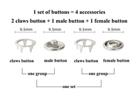 50 ensembles 9.5mm Kit de bouton pression en métal avec pince de fixation outil de presse pour vêtements boutons de couture accessoires d'outils d'installation