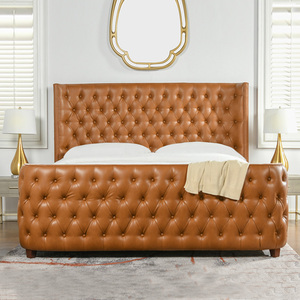 Комплект мебели для спальни, кровать, роскошная кровать размера «King-Size», Современная Роскошная итальянская кожаная кровать в кобуре, оправа, изголовье кровати размера «Queen-Size» - Product Image 6