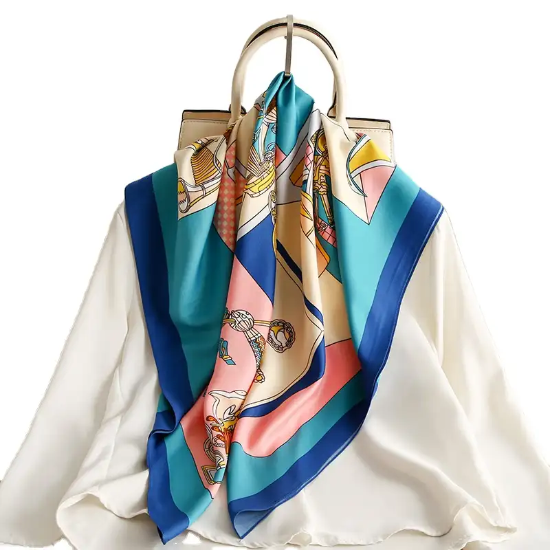 Новый элегантный большой квадратный шарф 90*90 шелковая саржевая шаль декоративный солнцезащитный шелковый шарф для женщин