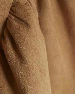 Robe patineuse courte en faux daim tissé pour filles, manches courtes bouffantes, silhouette évasée douce, avec ceinture, pour enfants de 2 à 12 ans - Product Image 4