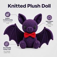 Boneka Hewan Rajutan Kelelawar Ungu Kustom, Boneka Rajutan Kelelawar Ungu yang Dapat Disesuaikan, Grosir Boneka Rajutan Kelelawar Ungu