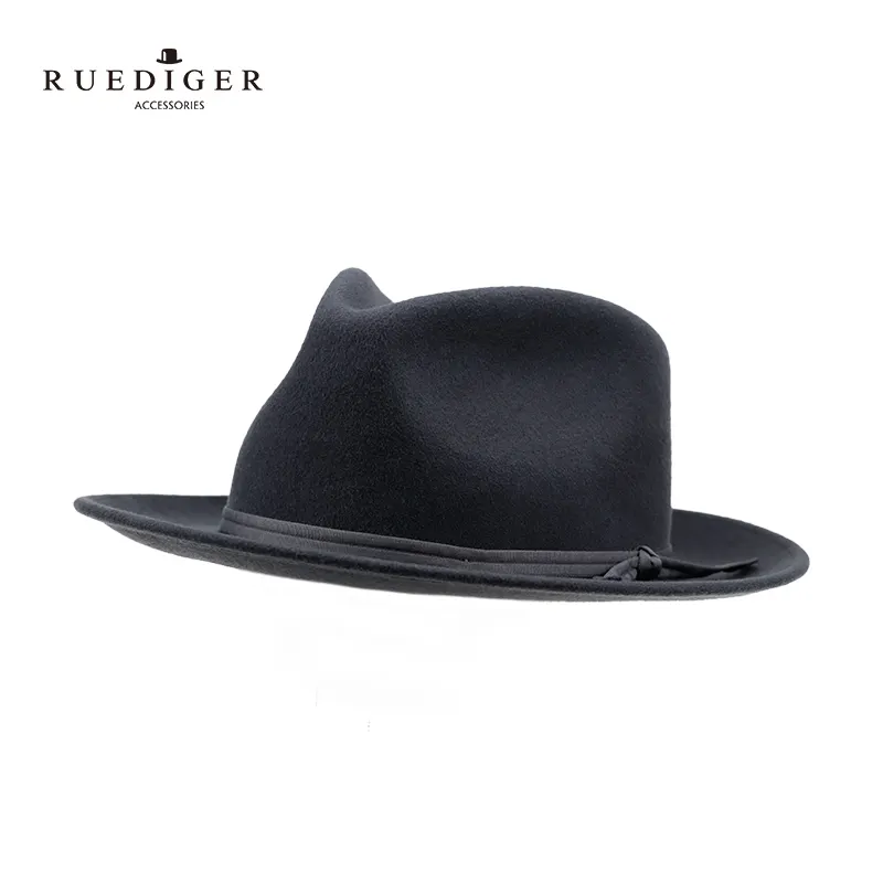 Chapéus de feltro personalizados, chapéus para homens com aba larga 100% lã preta