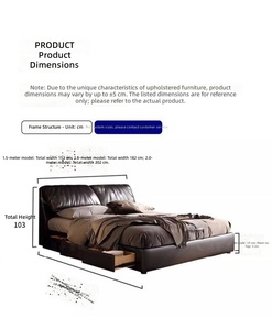 Cama Tapizada <span class=keywords><strong>de</strong></span> Lujo Ligero, Moderna y Minimalista, con Cabecero <span class=keywords><strong>de</strong></span> Cuero <span class=keywords><strong>de</strong></span> Grano Superior y Estructura <span class=keywords><strong>de</strong></span> Roble, Ecológica y <span class=keywords><strong>de</strong></span> Alta Gama - Product Image 6