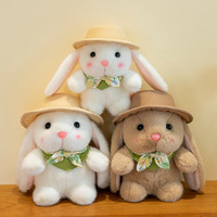 Adorable Peluche Lapin Mignon avec Chapeau, Douce Poupée en Tissu pour Enfants, Jouet en Peluche Kawaii pour Machine à Pinces