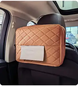 Couverture de boîte à mouchoirs en cuir Pu DS2944 pour porte-serviettes de siège arrière de voiture avec bande élastique porte-serviettes en papier porte-mouchoirs de voiture