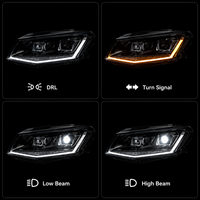 Ensemble de phares LED BK pour Volkswagen Caddy 2015-2020, mise à niveau des phares avant avec lentille de projecteur, feux de jour DRL, clignotants séquentiels
