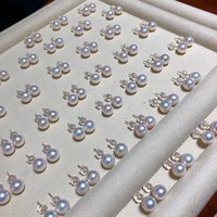 Pendientes de perlas Akoya japonesas de oro de 18k de 7-8 mm, precio al por mayor.