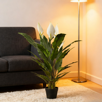 Plante artificielle en pot Nifloral de haute qualité, lys de la paix en plastique de 92 cm, fleurs blanches, élégante et sans entretien, décoration intérieure persistante