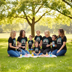 T-shirt Mommy Rainbow a maniche corte con stampa digitale per feste in famiglia, per adulti, femminili - Product Image 3