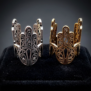 Bague Simple Hamsa en or, trois bagues Simple et ajustable pour femme, haute qualité - Product Image 1