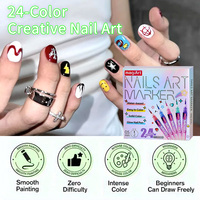 Nouveaux marqueurs fluorescents pour nail art de 0,5 mm, ensemble de 24 couleurs, style néon UV, DIY, graffiti, marqueurs colorés non toxiques pour la peinture sur ongles