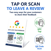 Plaque NFC Google Review en PVC étanche avec support, affichage de code QR pour table, signalétique de demande de commentaires clients pour comptoir de bureau commercial
