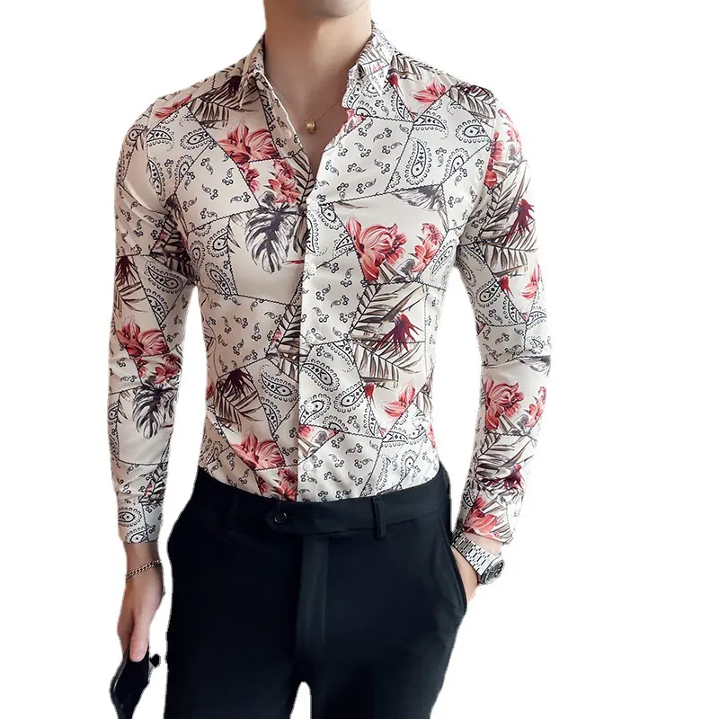 New shirt printed men long sleeved fashionable shirt